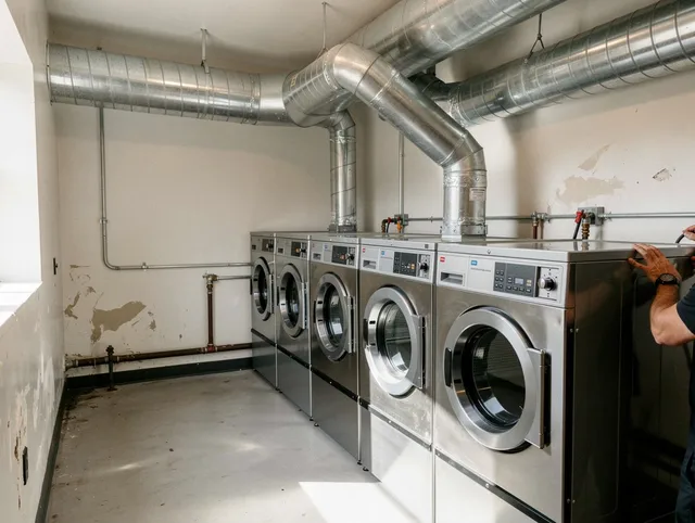 Windsor Dryer Vent Cleaning team performing large-scale commercial dryer vent cleaning in Windsor